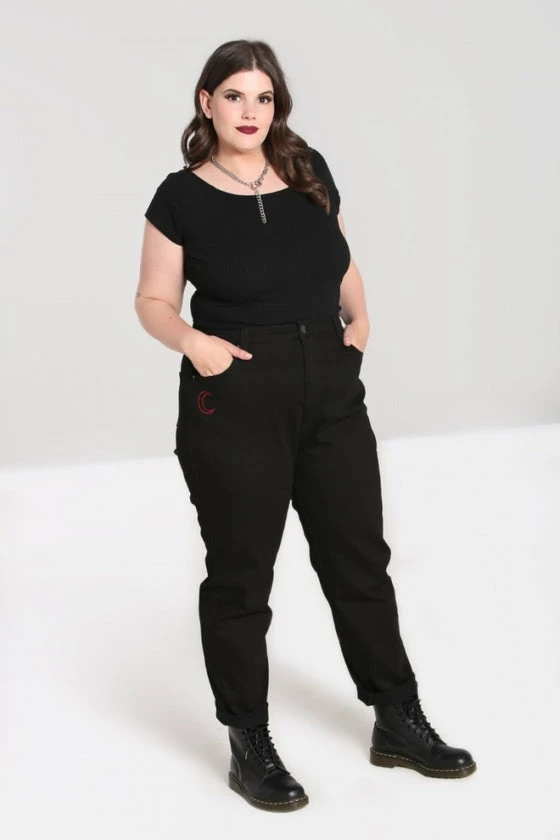 Hell Bunny Tallulah Jeans With Snake Moon Embroidery 3 Hell Bunny Tallulah Jeans With Snake Moon Embroidery - Image 3