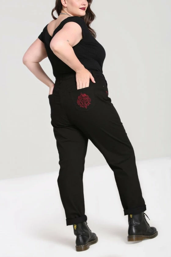 Hell Bunny Tallulah Jeans With Snake Moon Embroidery 2 Hell Bunny Tallulah Jeans With Snake Moon Embroidery - Image 2