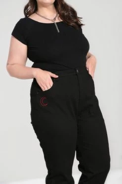 Hell Bunny Tallulah Jeans With Snake Moon Embroidery 18 Hell Bunny Tallulah Jeans With Snake Moon Embroidery -Timeless London Shop hlb50212p tallulah jeans blk 03 560x