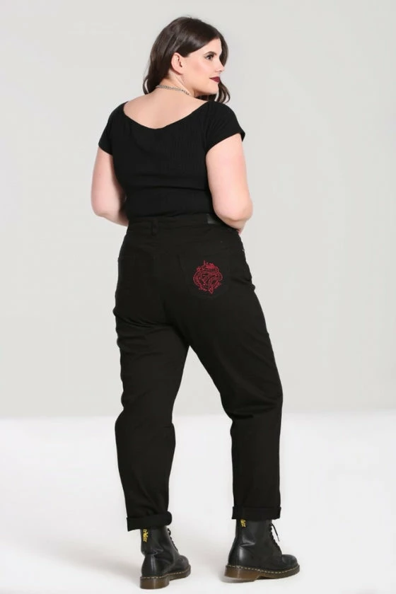 Hell Bunny Tallulah Jeans With Snake Moon Embroidery 5 Hell Bunny Tallulah Jeans With Snake Moon Embroidery - Image 5