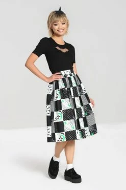 Hell Bunny Annie 50's Skirt Halloween Bats -Timeless London Shop hlb50222 annie 50s skirt blk wht 03 1 560x