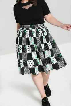 Hell Bunny Annie 50's Skirt Halloween Bats -Timeless London Shop hlb50222p annie 50s skirt blk wht 01 1 560x