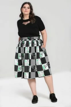 Hell Bunny Annie 50's Skirt Halloween Bats -Timeless London Shop hlb50222p annie 50s skirt blk wht 03 1 560x