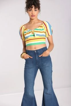 Hell Bunny Janis Flared Jeans In Blue STRETCHY -Timeless London Shop hlb50239 janis jeans blu 02 1 1 560x