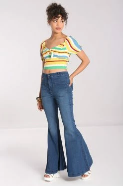 Hell Bunny Janis Flared Jeans In Blue STRETCHY -Timeless London Shop hlb50239 janis jeans blu 03 1 1 560x