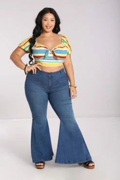 Hell Bunny Janis Flared Jeans In Blue STRETCHY -Timeless London Shop hlb50239p janis jeans blu 01 7 560x