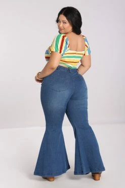 Hell Bunny Janis Flared Jeans In Blue STRETCHY -Timeless London Shop hlb50239p janis jeans blu 02 7 560x