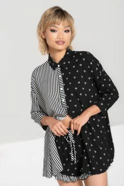 Hell Bunny Ribcage Oversize Shirt -Timeless London Shop hlb60174 ribcage oversized shirt blk wht 02 560x