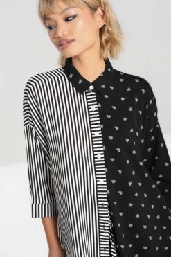 Hell Bunny Ribcage Oversize Shirt -Timeless London Shop hlb60174 ribcage oversized shirt blk wht 03 560x