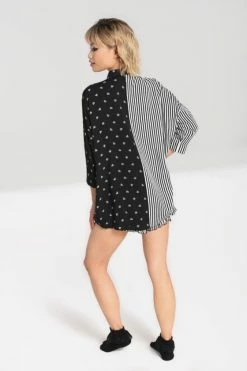 Hell Bunny Ribcage Oversize Shirt -Timeless London Shop hlb60174 ribcage oversized shirt blk wht 04 560x