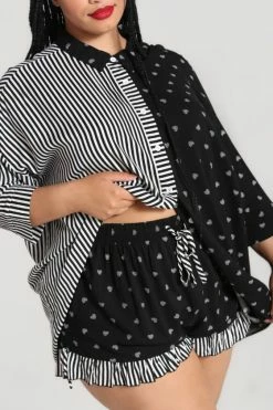 Hell Bunny Ribcage Oversize Shirt -Timeless London Shop hlb60174p ribcage oversized shirt blk wht 02 560x