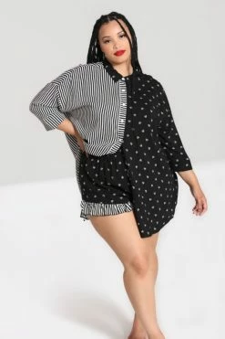 Hell Bunny Ribcage Oversize Shirt -Timeless London Shop hlb60174p ribcage oversized shirt blk wht 03 560x