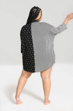 Hell Bunny Ribcage Oversize Shirt -Timeless London Shop hlb60174p ribcage oversized shirt blk wht 04 560x