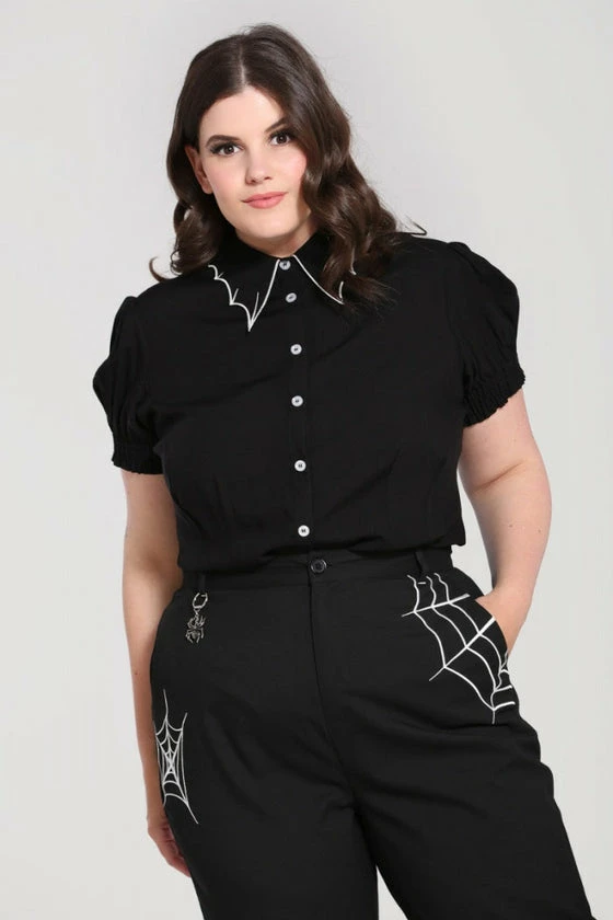Hell Bunny Drusilla Blouse Bat Collar Detail 6 Hell Bunny Drusilla Blouse Bat Collar Detail - Image 6