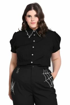 Hell Bunny Drusilla Blouse Bat Collar Detail