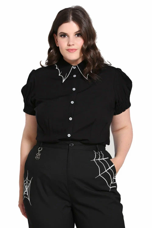 Hell Bunny Drusilla Blouse Bat Collar Detail 1 Hell Bunny Drusilla Blouse Bat Collar Detail