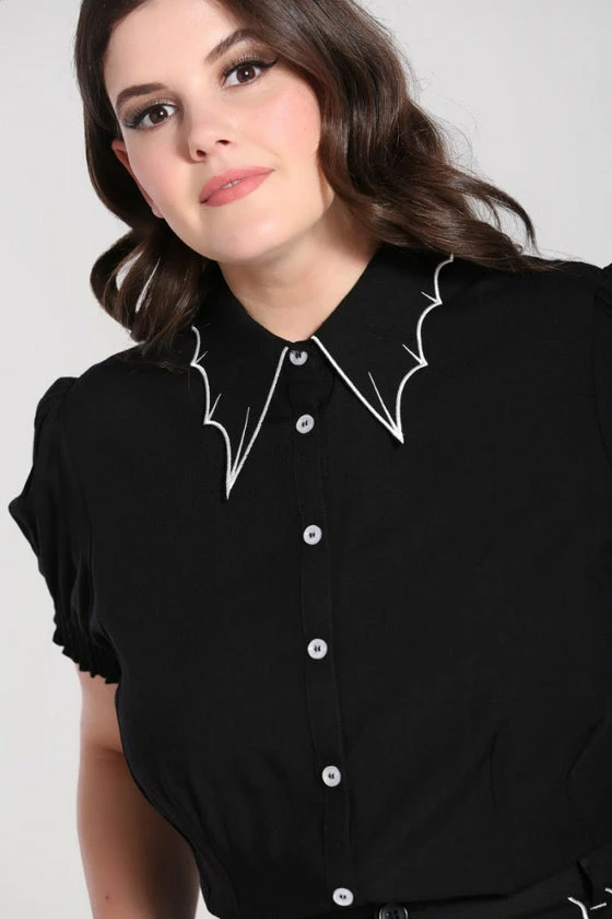 Hell Bunny Drusilla Blouse Bat Collar Detail 7 Hell Bunny Drusilla Blouse Bat Collar Detail - Image 7
