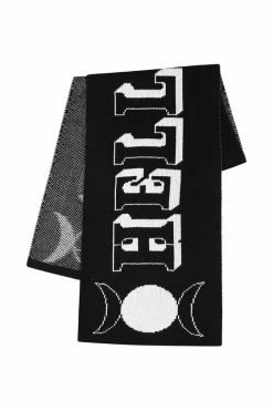 Hell Bunny Hello Goodbye Chunky Large Knitted Scarf Ouija Halloween -Timeless London Shop hlb70012 hello goodbye scarf blk 11 560x