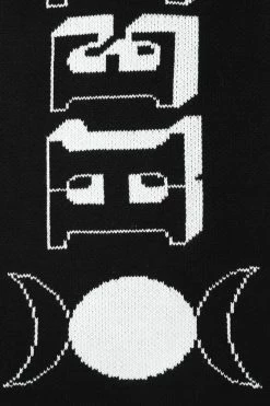 Hell Bunny Hello Goodbye Chunky Large Knitted Scarf Ouija Halloween -Timeless London Shop hlb70012 hello goodbye scarf blk 13 560x