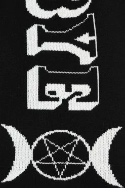 Hell Bunny Hello Goodbye Chunky Large Knitted Scarf Ouija Halloween -Timeless London Shop hlb70012 hello goodbye scarf blk 14 560x