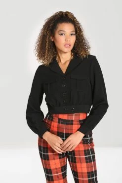 Hell Bunny Ravenwood Cropped Jacket In Black -Timeless London Shop hlb80026 ravenwood jacket blk 03 1 560x