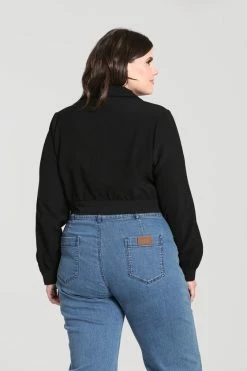 Hell Bunny Ravenwood Cropped Jacket In Black -Timeless London Shop hlb80026p ravenwood jacket blk 02 560x
