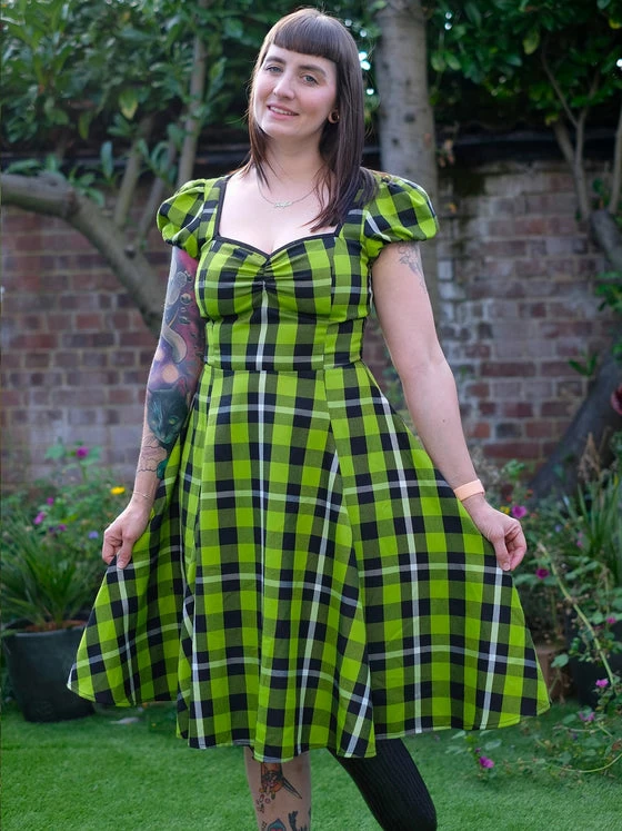 Collectif Mimi Swing Dress In Frogs Breath Tartan 4 Collectif Mimi Swing Dress In Frogs Breath Tartan - Image 4