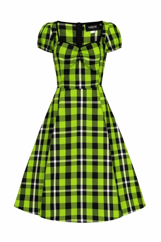 Collectif Mimi Swing Dress In Frogs Breath Tartan 5 Collectif Mimi Swing Dress In Frogs Breath Tartan - Image 5
