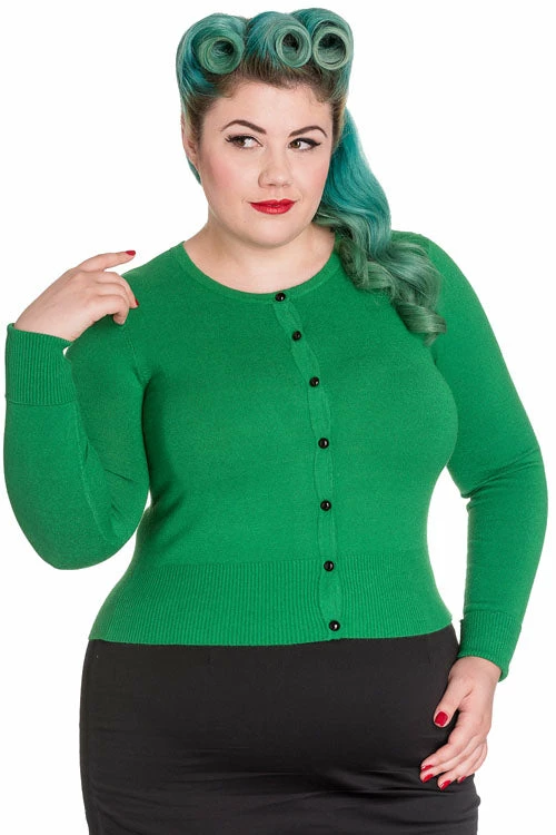Hell Bunny Paloma Cardigan In Green 2 Hell Bunny Paloma Cardigan In Green - Image 2