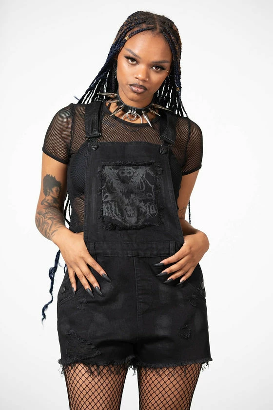 Killstar Foreteller Patch Denim Overalls With Distressed Detailing Festival Ready 10 Killstar Foreteller Patch Denim Overalls With Distressed Detailing Festival Ready - Image 10